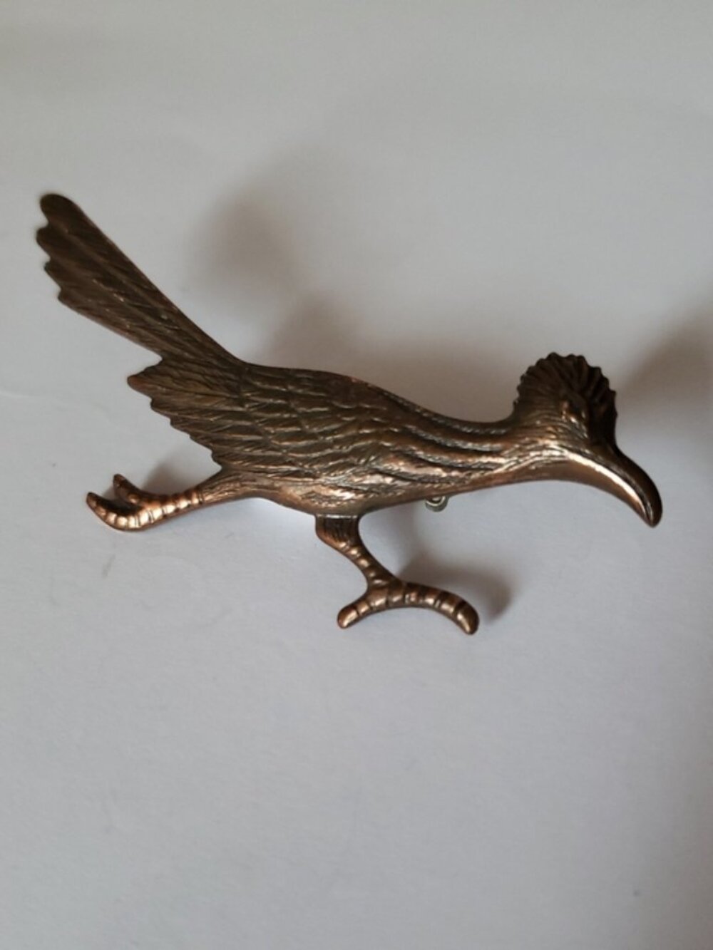 Solid Copper Roadrunner Brooch Vintage Southwest